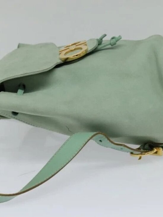 Salvatore Ferragamo Backpack Suede Peppermint Gold Auth 115402 main image 9